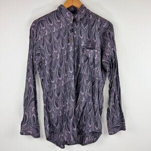 Vtg Policy Men’s Purple Paisley Long Sleeve Casual Button Down Shirt Size S